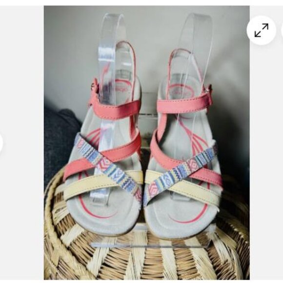 ABEO LAGUNA PINK LEATHER STRAPPY SLINGBACK SANDALS WOMEN SZ 8 N - Picture 1 of 7